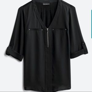 Fortune + Ivy Rebekah Zipper Detail Mixed Material Blouse from SF with tags on!